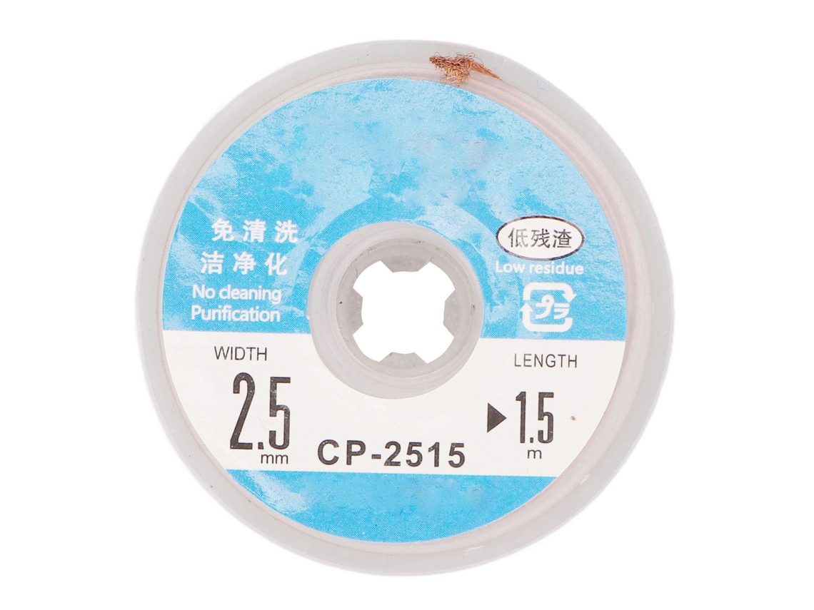Cinta De Desoldar De Baixo Resíduo Limpa Sem Limpeza Suave Para Pcb Cp 2515 Comprimento 1.5m Ferramenta De Soldadura