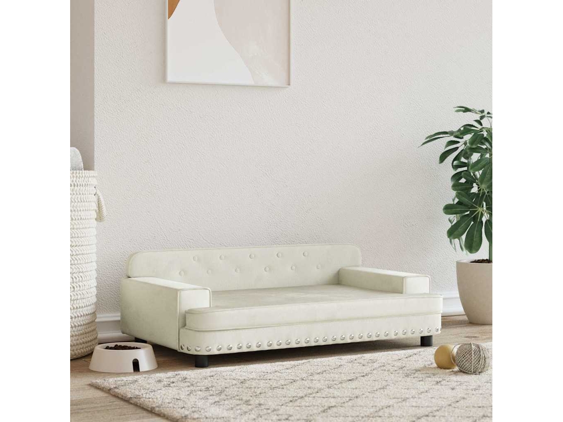 Vidaxl Cama 90x53x30 Cm Veludo Cor Creme