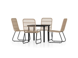 Maison Exclusive - 5 Pcs Conjunto De Jantar Para Jardim Cor De Carvalho