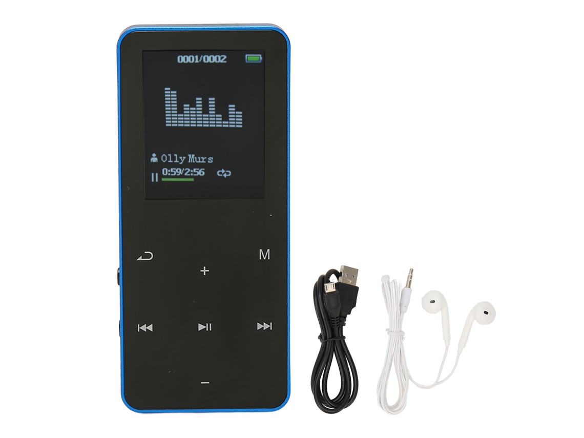 Aetheria reprodutor Mp3 Mp4 8g Bluetooth 4.2 Tela 1.8 Polegadas Redução de Ruído Portátil Azul