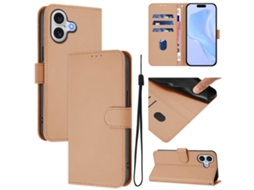 Capa De Couro Para Iphone 17 - Cor Sólida Com Cordão