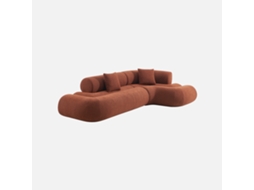 Sofá-cama Orgânico Em Bouclé Embalado A Vácuo, 3 Lugares, Terracota