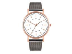 Reloj De Moda Para Parejas Con Correa De Malla Dial Redondo Cuarzo (4)