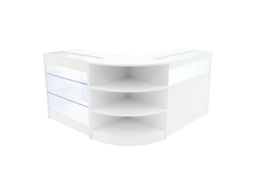 Conjunto de Balcões Comerciais MonsterShop Demeter, Branco, K900B900LM60, MDF e Vidro Temperado