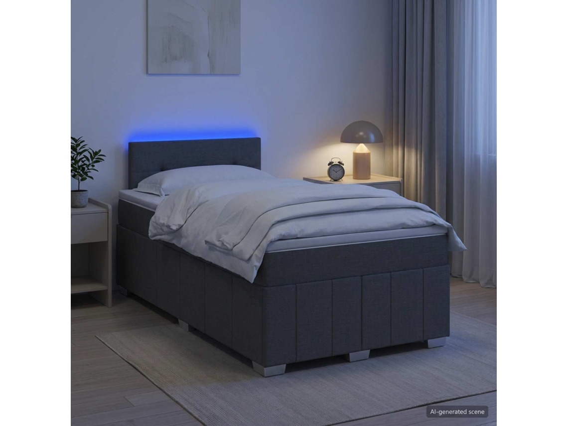 Vidaxl Cama Box Spring Com Colchão Cinzento-escuro 120 X 190 Cm Tecido