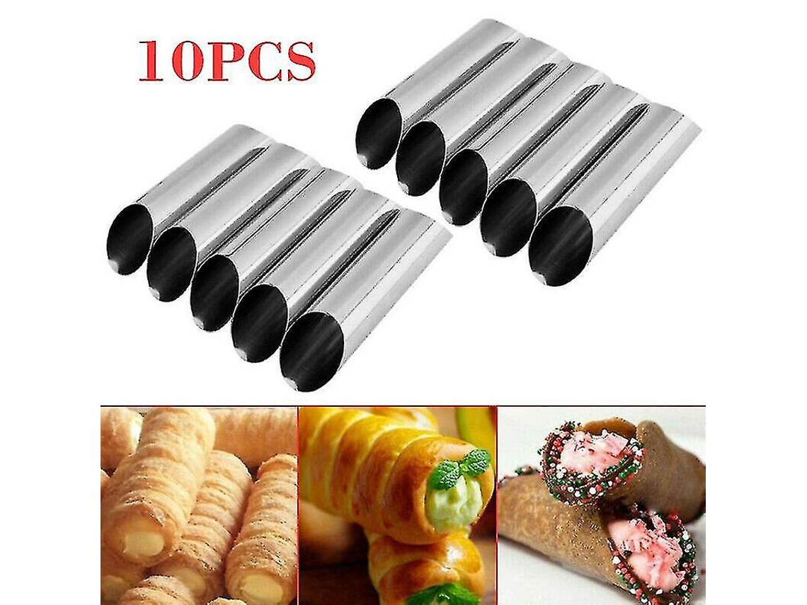 10 Moldes de Acero Inoxidable para Hornear Cornetas de Crema, Churros Y Postres Dulces