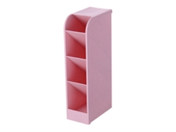 Porta lápis oblíquo 4 compartimentos plástico multifuncional organizador de mesa para escritório rosa com marca