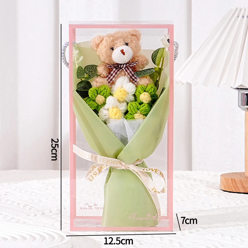 Buquês de Crochê, Buquês de Formatura, Buquês de Tricô, Presentes com Flores Artificiais MDUG
