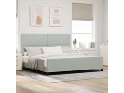 Vidaxl Cama Box Com Cabeceira Cinzento-claro 200 X 200 Cm Veludo