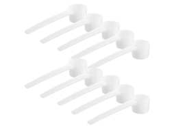 10 Colheres de Sopa Medidoras de Plástico 5g para Café, Leite, Condimentos, Reutilizáveis, Brancas Blanco