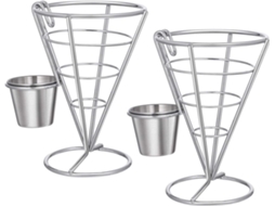 2 Cestos Para Batata Frita, Cesto De Metal Para Batata Chips Com Molhos Inclusos