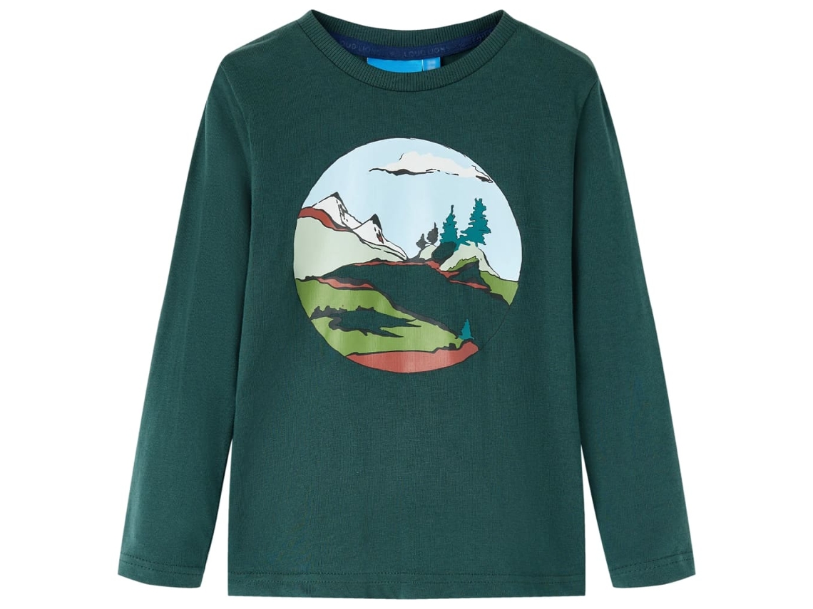 T-shirt De Manga Comprida Para Criança Verde-escuro 92
