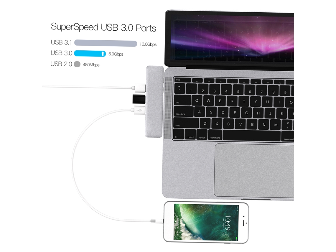 Dodocool Hub Usb-c 7 Em 1 Com Hdmi 4k Leitor Sd/tf 3 Usb 3.0 Pd 100w