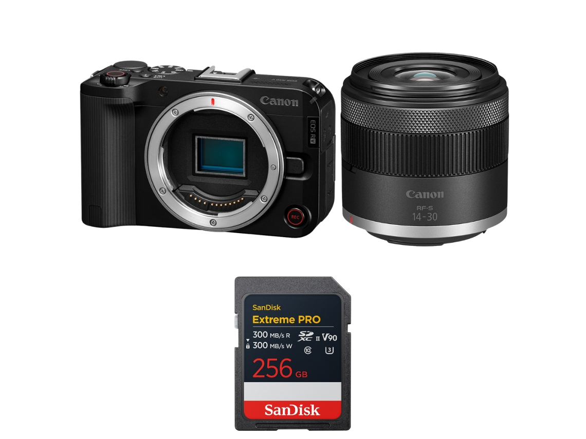 Eos R50 V + Rf S 14 30mm F/4.5 6.3 Is Stm Pz + 1 Sandisk 256gb Extreme Pro Uhs ii Sdxc + Ebook “20 Dicas para Fotos Que Impressionam” CANON