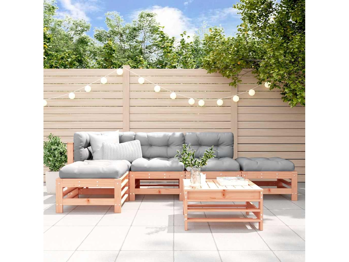 Vidaxl 6 Pcs Conjunto Lounge De Jardim Madeira De Douglas Maciça