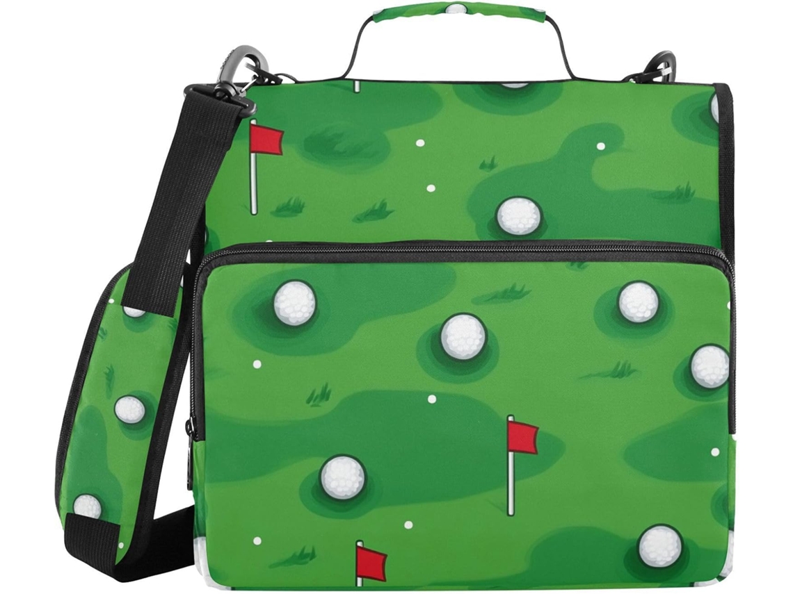 Organizador de Cartões de Golfe Verde, 1,5 Polegadas com 3 Anéis, Parte Superior e Lateral, Cartões Fáceis de Transportar