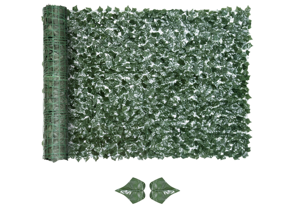 Tela De Privacidade Artificial Em Rolo, 3 M De Comprimento X 1,5 M De Altura, Folhagem Realista, Resistente Aos Raios Uv, Verde.