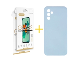 Pack 2 x Película de Vidro Temperado 2.5D + Capa ACCETEL Samsung Galaxy A36 5G Silicone Líquido Azul Claro