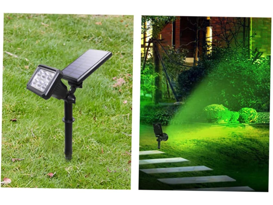 Projetor De Luminária Solar De Solo Para Iluminação Externa, Com Estaca, Para Gramado, Jardim E Outros Ambientes, Na Cor Preta.