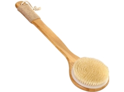 Escova Corporal De Bambu Com Cabo Longo, Cerdas Macias E Corda De Juta Para Facilitar O Armazenamento.
