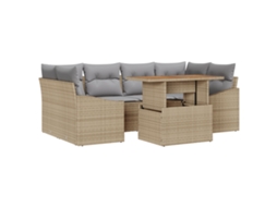 Conjunto 7 Conjunto De Sofás Para Exterior Vidaxl Bege Vime Pe (100 X 55 X 73 Cm)