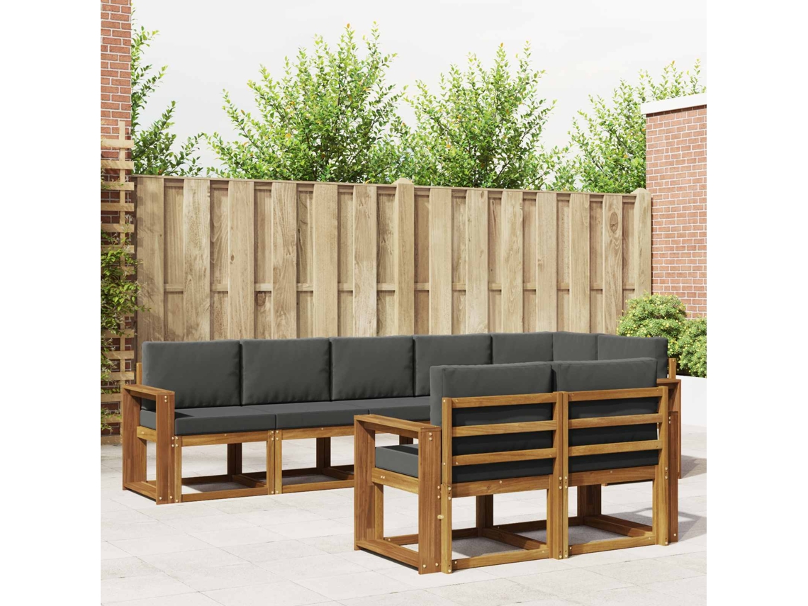 Vidaxl Conjunto De Sofás Para Exterior 8 Unid. Natural E Antracite