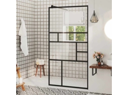 Vidaxl Divisória De Chuveiro 80x195 Cm Vidro Transparente Esg Preto