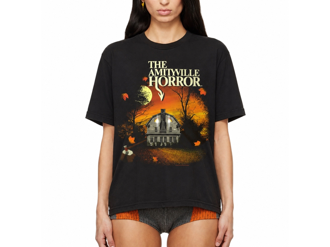 Rockinstone Amityville Horror Movie Amityville House Black Adult T-shirt Size:m