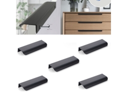 Puxadores Para Móveis, Conjunto De 5, Cozinha Invisíveis Pretos, 96 Mm Entre Centros, Kit Preto Fosco