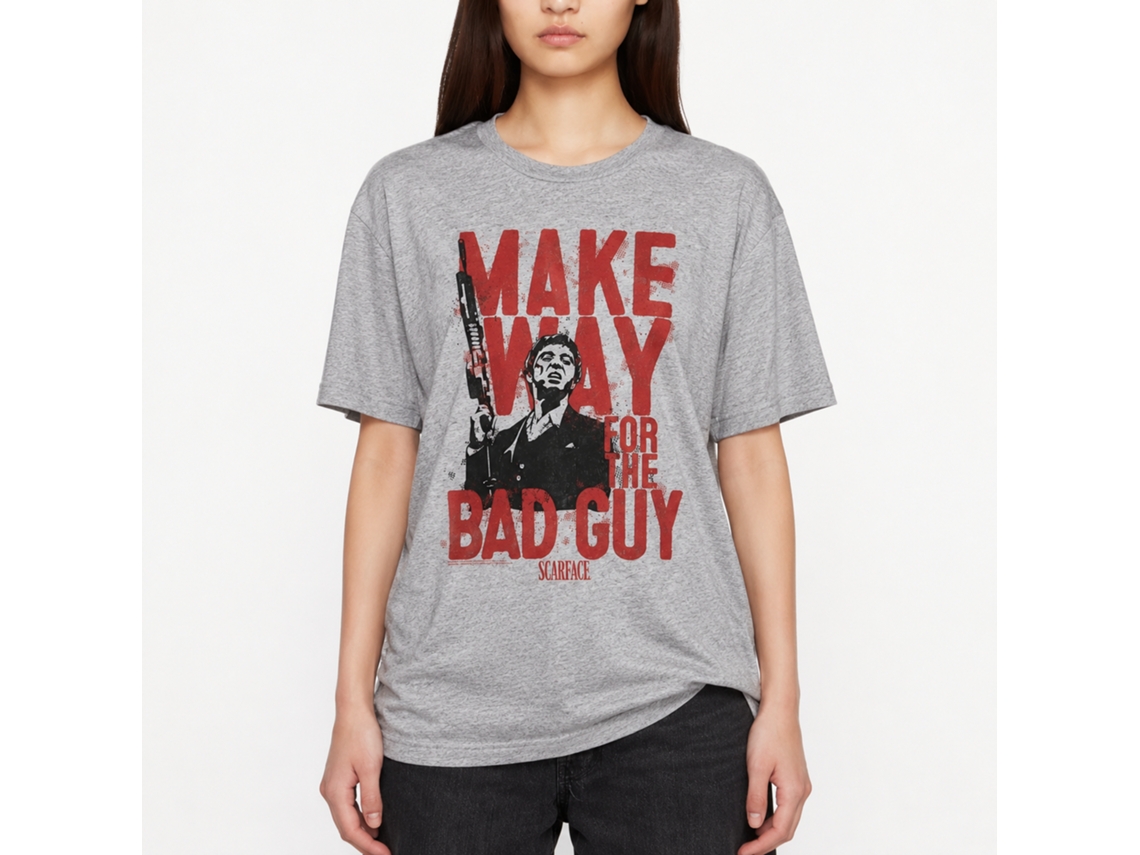 Rockinstone Scarface Movie The Bad Guy Heather Gray Adult T-shirt Size:xxxl