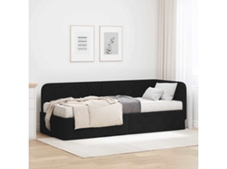 Vidaxl Estrutura de Cama de Canto Preto 80 X 200 Cm Tecido