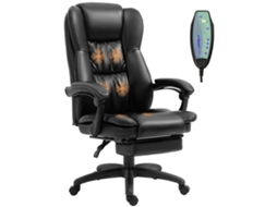 Cadeira de Escritório BTFORUS com altura ajustável, massagem, apoio para os pés retrátil 68.5x68.5x113cm Preto