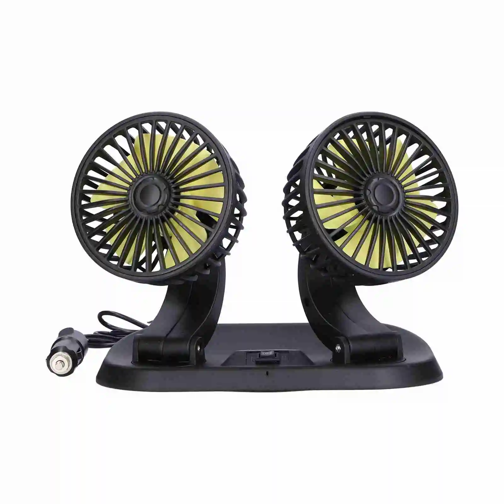 Ventilador para Veículo MDUG, 360°, Cabeça Dupla, 5 Pás, 2 Velocidades