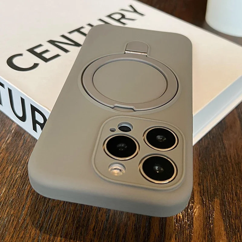 Capa De Silicone Líquido Para Iphone 11 (cinza) Com Suporte Magnético.