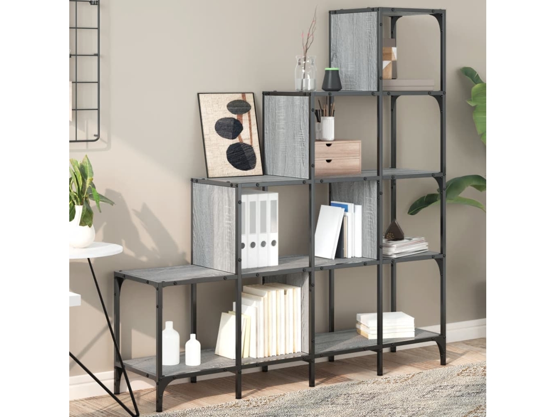 Vidaxl Estante 122x30x132 Cm Derivados De Madeira E Metal Cinza Sonoma