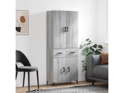 Vidaxl Armário Alto 69,5x34x180 Cm Derivados De Madeira Sonoma Cinza