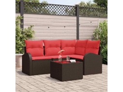 Vidaxl Conjunto de Sofá de Jardim 5 Pcs Castanho Vime Pe