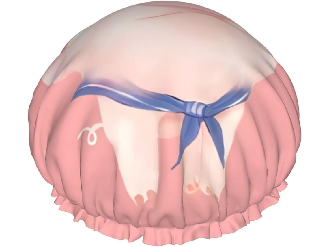 Touca De Banho Fofa Com Estampa Porquinho Rosa – Reutilizável, Dupla Camada, Item Essencial Para Viagens, Ideal Para