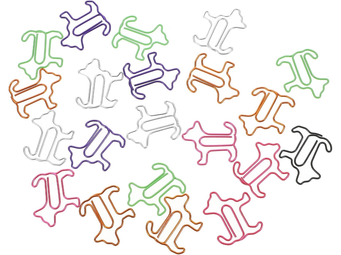 Clips de papel Tehaux em formato de cachorrinho, resistentes e fáceis de usar, em aço inoxidável, pacote com 60 unidades.