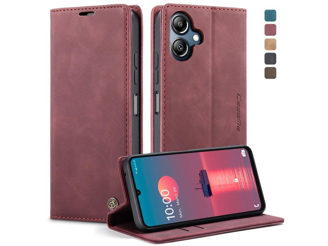 Capa Para Samsung Galaxy A06 Multifuncional Horizontal De Couro Vermelha