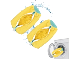 Saco para Lavar Tênis Esportivos, Próprio para Máquina de Lavar e Secar BRILVIBERA (amarelo, Pacote com 2 Unidades)