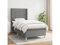 Vidaxl Cama Com Molas/colchão 100x200 Cm Tecido Cinza-escuro