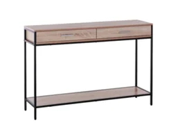 Consola Para Recibidor Con Cajones Y Estructura De Acero Para Entrada Pasillo 120x30x81,5 Cm Roble