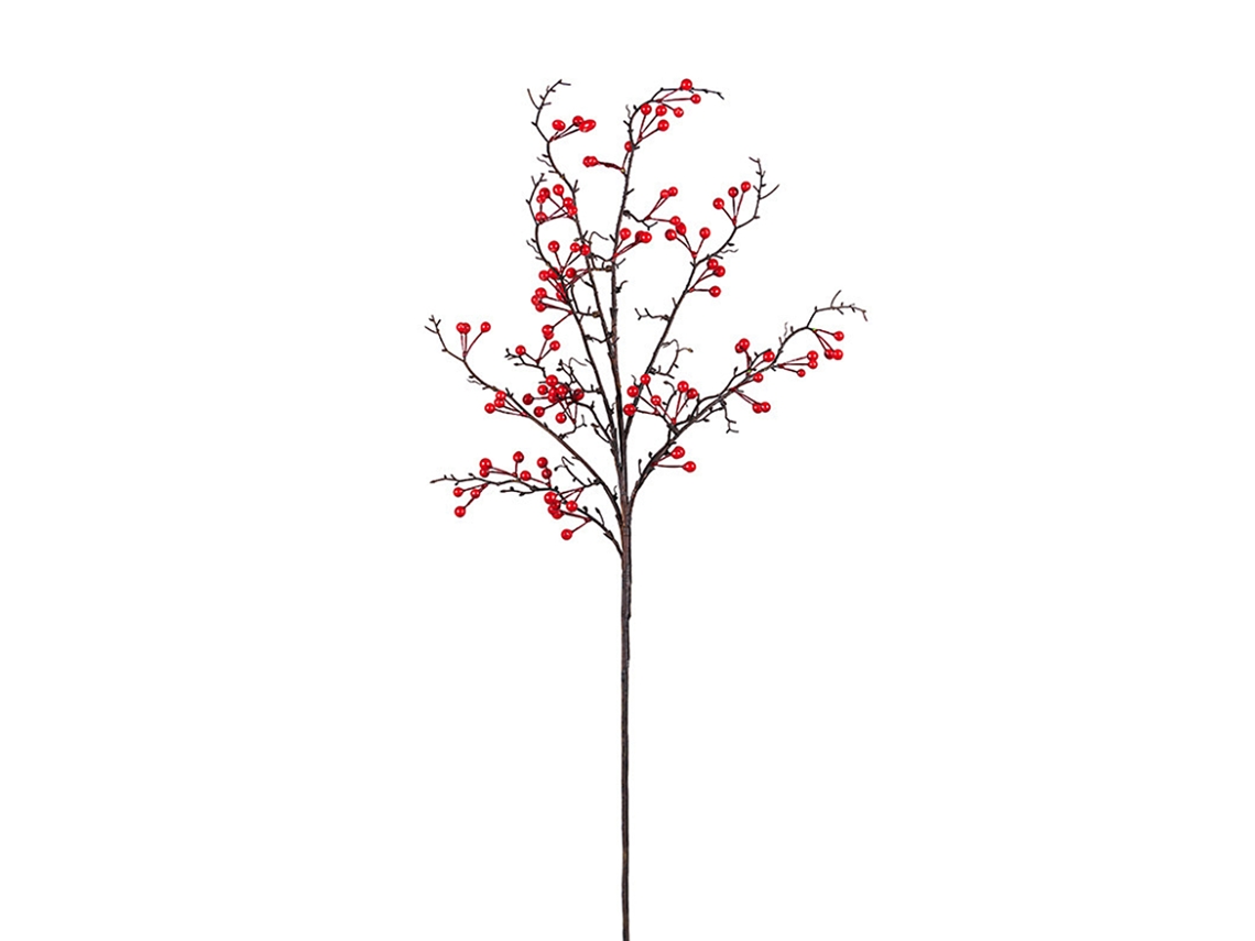 Galho de Bagas Vermelha Artificial 110cm para Decoração Natal | S/MARCA