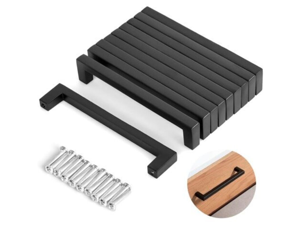 Puxadores Para Móveis, Conjunto De 10, Móveis, Gavetas E Portas De Armário, Em Aço Inoxidável Preto, Distância Entre Furos De 192 Mm