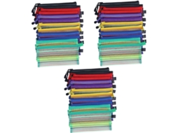 Conjunto De 36 Estojos De Malha Com Bolsa Multiuso Para Lápis, Cosméticos E Acessórios De Viagem.