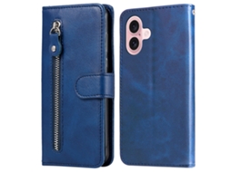 Capa Em Couro Pu, À Prova De Choque Para Apple Iphone 16, Azul