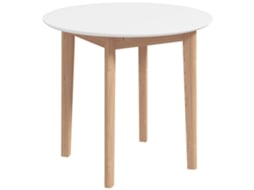 Mesa De Jantar Mesa De Cozinha Mesa Redonda, Skandi, 75 Cm x 75 Cm x 76 Cm, Branco + Natural Fnc