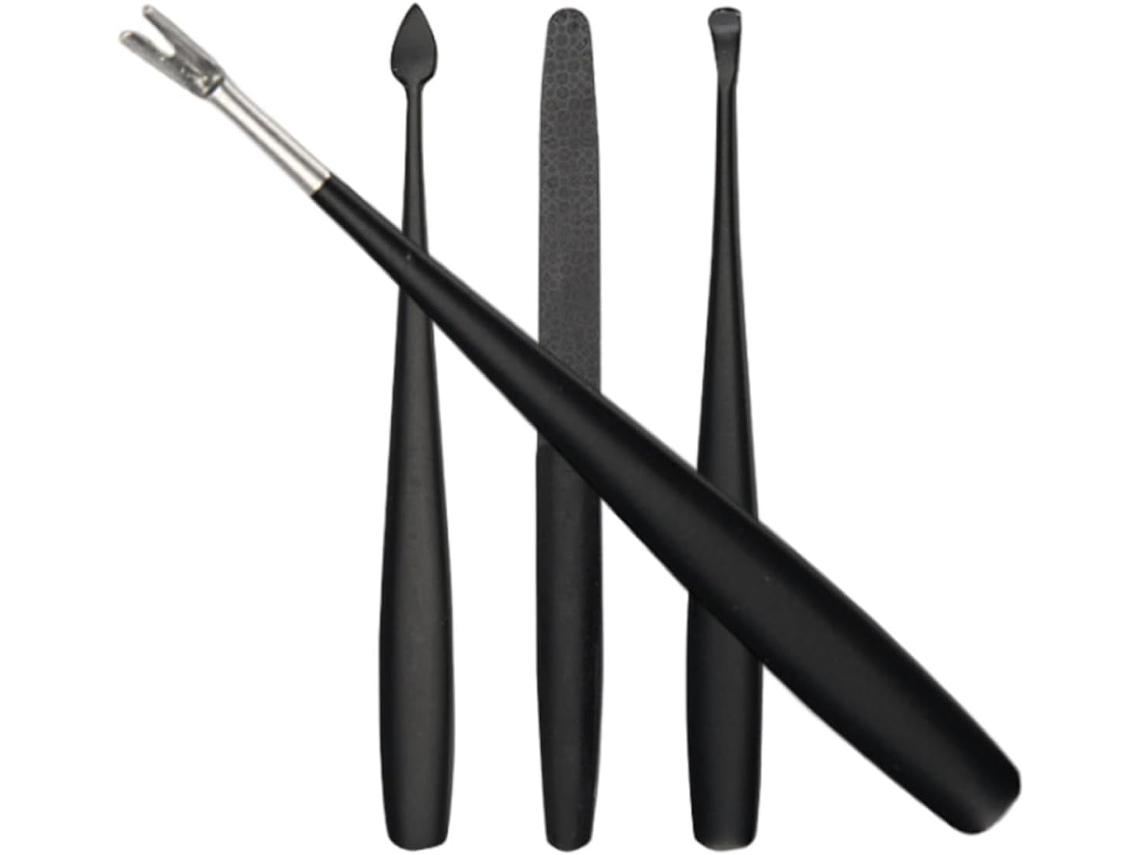 Kit de manicure multifuncional, compacto e leve, em aço.