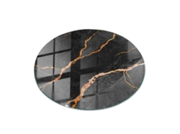 Tampo De Mesa Redondo Espelharte (80 Cm - Padrão De Mármore Com Veios - Preto)